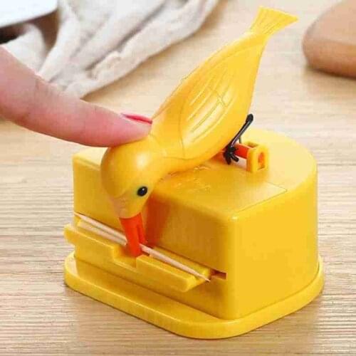 Creative Bird Automatic Toothpicks Holder Container Dispenser Box Automatic Toothpick Holder Storage Box Desk Decoration