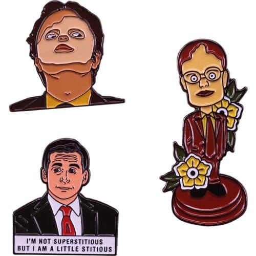 Office TV Show Pin Funny Dwight Schrute Michael Quote Brooches For Friends