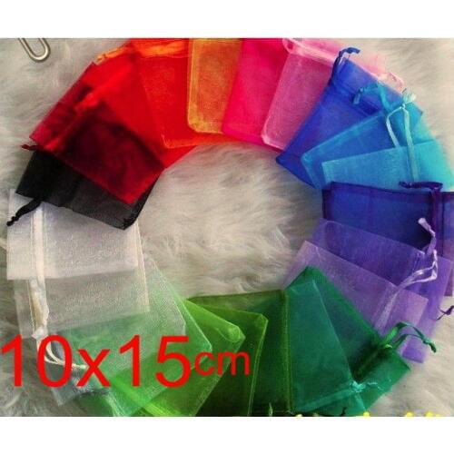 OMH wholesale 50pcs 10x15cm 10color mix chinese Christmas Wedding voile gift bag Organza Bags Jewlery packing Gift Pouches BZ09