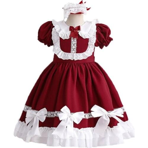 New Style Lolita Bow Casual dress For Girls Christmas Birthday Party Custom Kids Dress Children Wedding princess Clothes