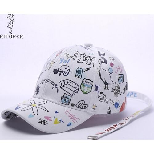 RITOPER Unisex Bigbang GDRAGON Graffiti Baseball Hip-Hop Harajuku Cotton Baseball Caps Casquette Gorras Snapback Suede Hat 2019