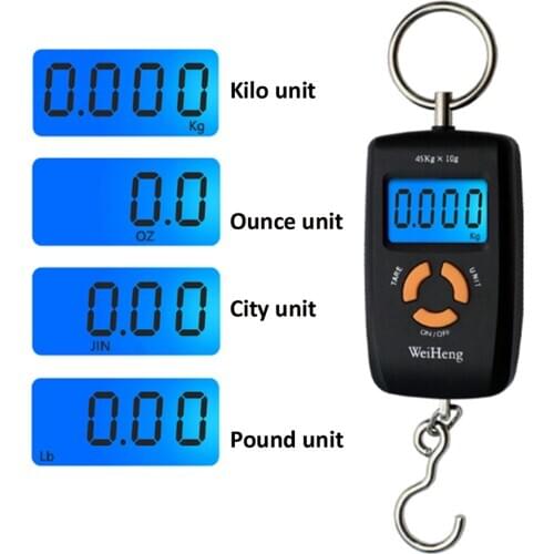 45kg 5g Backlight Weighing Scale Handheld Fishing Hook Scales Mini Digital Pocket Hanging Scale Portable LCD Display