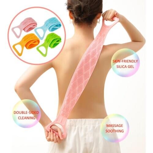 Silicone Back Scrubber Soft Loofah Bath Towel Bath Belt Body Exfoliating Massage For Shower Body Cleaning Bathroom Shower Strap