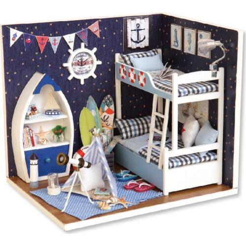 Looking up to the sky and creative diy house men and women manual assembly building model toy for her birthday