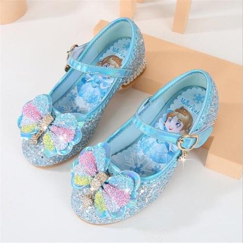 Girls Crystal Shoes 2021 Summer New High-Heeled Princess Dance Casual Fashion All-Match Leather Shoes