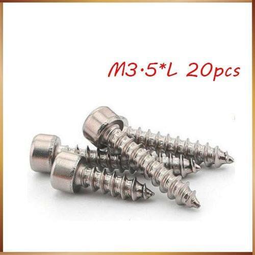 20PCS Hexagon Socket Screws Wooden Screws Furniture Sliding Door Self Tapping Screws Hardened M3.5*10/12/12/16/18/20/25/30