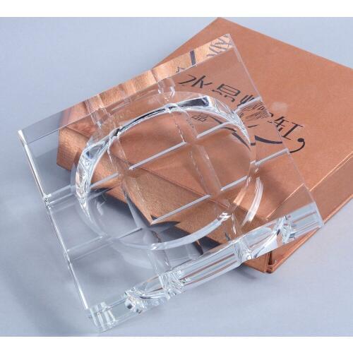 High Quality Clear Crystal Square Shaped Ashtray for Indoor Outdoor Diameter 5.7inch