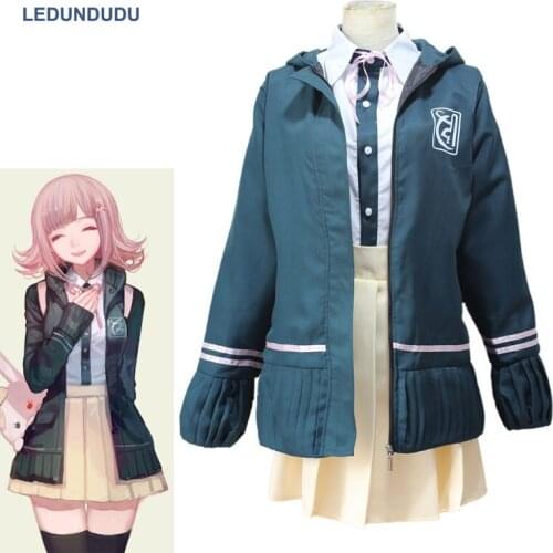 Japan Anime DanganRonpa 2 Chiaki Nanami School Uniform Dangan Ronpa Women Fancy Party Full Set Halloween Cosplay Costumes