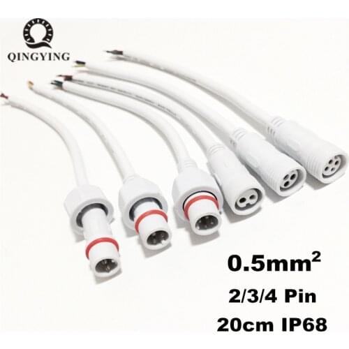 10 Pairs Male Female Plug White Waterproof LED Connector 2pin 3pin 4pin With IP68 40cm 0.5(mm2) Cable For LED Strip Lighting