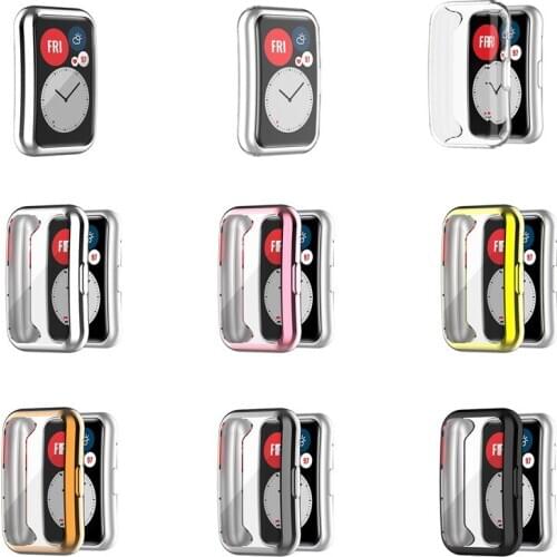 100pcs TPU Plating Silicone Watch Protective Shell For Huawei Watch Fit Smart Watch Accessories For Huawei fit Watch Case