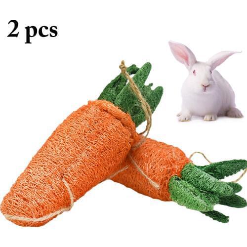 2PCS Cute Rabbit Hamster Carrot Shape Molar Toy Bite Resistant Carrot Shape Pet Play Toy For Rabbits Pet Interactive Supplies