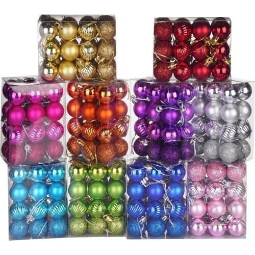 24 Pcs/Lot Plastic Christmas Ball Mall Hotel Christmas Decorations for Christmas Tree Ornament Gift New Year Hanging Balls