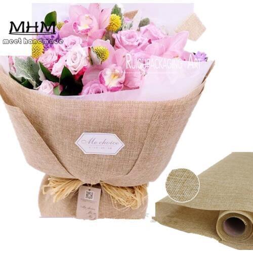 5yard*48cm Flower Packaging Paper Packaging Material Paper Bouquet Florist Supplies Gift Wrapping Paper Hemp Cotton Linen Fabric