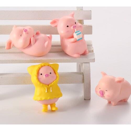 6pcs/set Cartoon Pig Animal Model Piggy Doll Toy Statue Figurine Ornament Miniatures Home DIY Garden Decoration