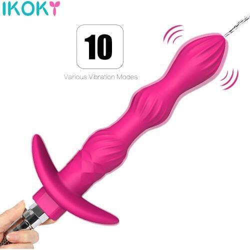 IKOKY Anal Beads Butt Plug Prostate massage for Gay Sex Toys for Woman Man Syringe Douche System Silicone Enema Shower Vibrator