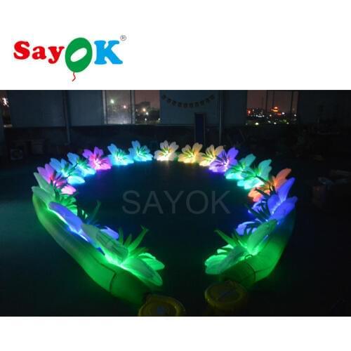 Free shipping inflatable led flower chain colorful wedding flowers decoration made of 190T nylon cloth with the wholesale prices