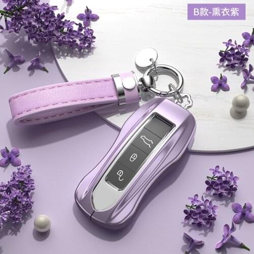 Aluminium alloy car key cover case tpu film cover fob keychain For Porsche Cayenne Macan 911 Boxster Cayman Panamera Accessories