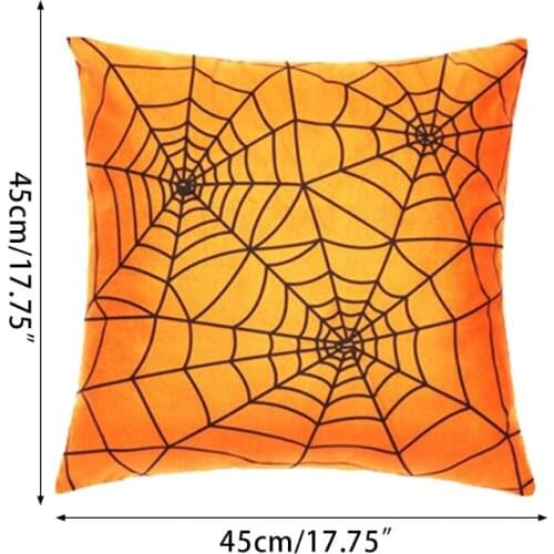 Happy Halloween Throw Pillow Case Witch Hat Castle Ghost Spider Web Patterns Holiday Party Decorative Cushion Cover