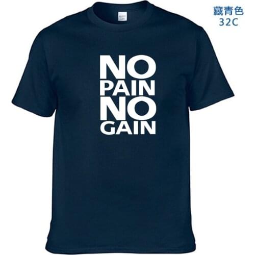 100% cotton no pain no gain print men Tshirt casual o-neck men muscle body building T shirt cool mens Tee shirt100% cotton no pa