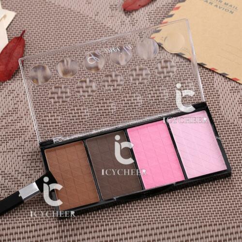 ICYCHEER 4 Colors Makeup Powder Palette Bronzer Nose Shadow Shadding Blusher Cosmetic Kit