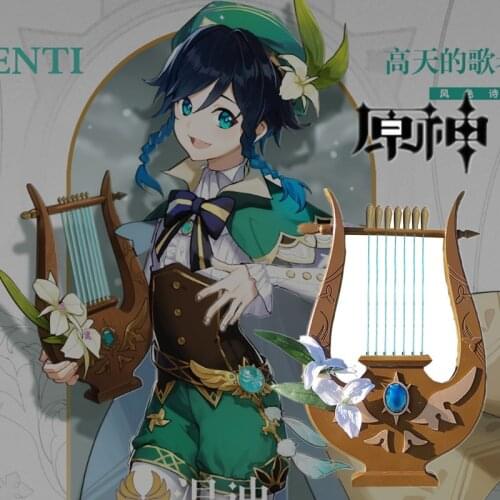 Game Genshin Impact Venti Theme Cosplay PVC Harp Accessories Cartoon Take Photo Props Handwork Xmas Gifts