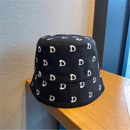 INS Style Korean version of the fisherman hat tide card face small Japanese hats black letters print bucket hat WS-2906