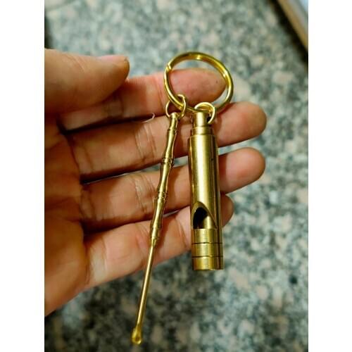 CHINA antique brass fengshui Ear scoop, whistle small Statue Metal crafts family decorations Key buckle Necklace pandent