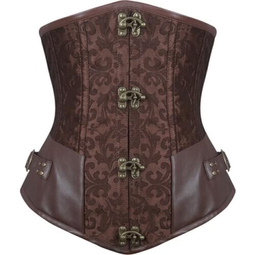 Burvogue Waist Control Steampunk Corsets and Bustiers Leather Corsets Sexy Women Gothic Underbust Corselet Steel Boned Corsets