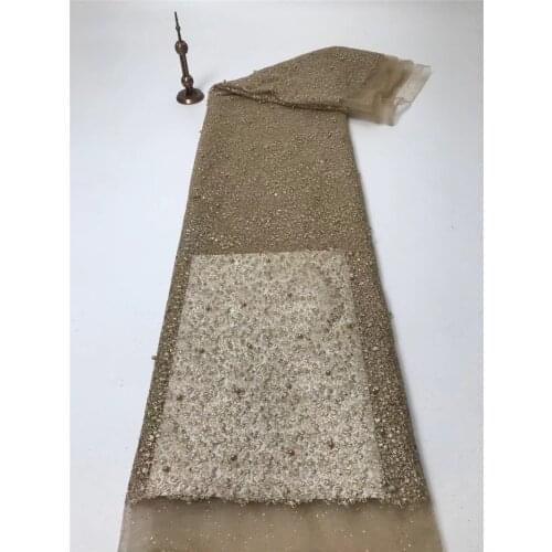 Good Looking 19JRB-2130605 Nigerian Lace Fabric with Beads Fashion Embroidery Material French for Wedding or Party Show Dress