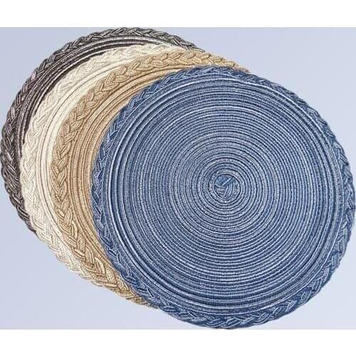 38 cm Round Design Placemats Table Ramie Insulation Pad Coaster Solid Linen Non Slip Table Mat Kitchen Accessories Decoration