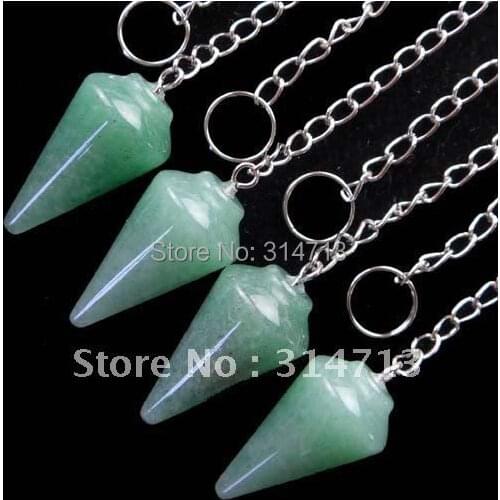 Min.order 10$ mix) Beautiful Wholesale 10pcs/lot green aventurine Stone Pendulum semi-precious jewelry pendant bead 5214E