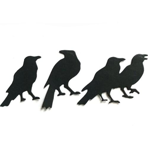 Miss Vintage Halloween Crow Metal Cutting Dies Mould 4pcs Bird Knife Die Scrapbook Photo Album Paper Embossing DIY Handicrafts