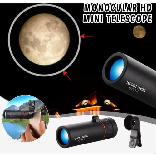 Monocular Telescope Compact Retractable Zoom Waterproof Professional Hd Ed Glass With Phone Clip Outdoor Tools #P2