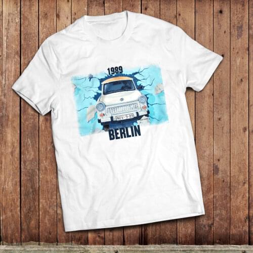 Mens T Shirt Fashion 2019 Top Tee Round Neck Berlin Wall T-Shirt, 1989 Fall Of The Wall, Trabant Classic East German Car T Shirt