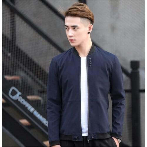 Hot New Arrival Autumn Mens Jackets Solid Fashion Coats Male Casual Thin Slim Stand Collar Bomber Jacket Men Overcoat M- 5XL