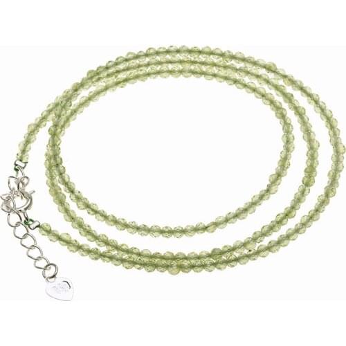 Wholesale Peridot Natural Crystal Bracelet Cut Corner Bead Necklace for Women Fresh Three Layers Hand Wrist Jewelry JoursNeige