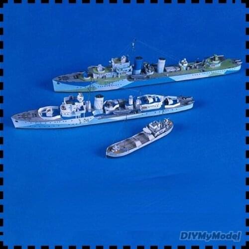 DIYMyModeI Polish destroyers slazak, garland and gunboat korab1:400 DIY Handcraft Paper Model Kit Handmade Toy Puzzles