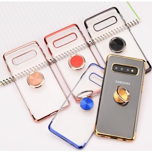 Transparent Clear Cover For Samsung Galaxy S10 5G Plus Note 10 9 Pro S9 S8 J730 J530 J2 Prime with Magnetic Ring Bracket Case