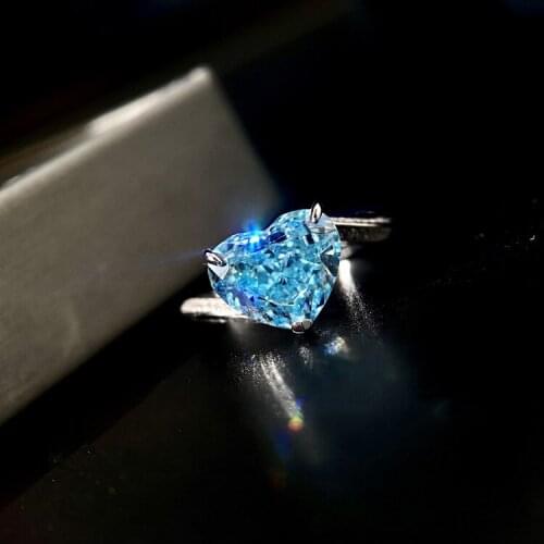 QTT Womens Romantic Heart Shape Crystal S925 Silver Ring Dazzling Cubic Zirconia Promise Rings for Girls Love Jewelry