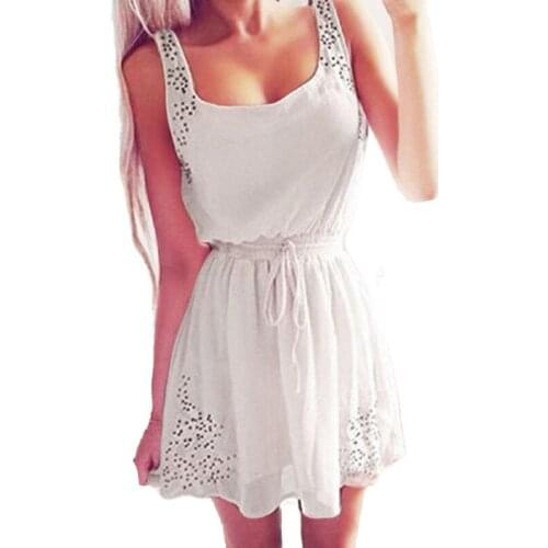 Summer Closed Waist Lace Up Sleeveless Chiffon Dress Popular Chiffon Solid Dresses for Women