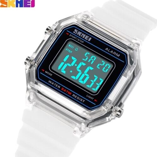 SKMEI Digital Mens Watch Sports Chrono Ladies Electronic Clock Waterproof Female Transparent Case Wristwatches Relogio Feminino