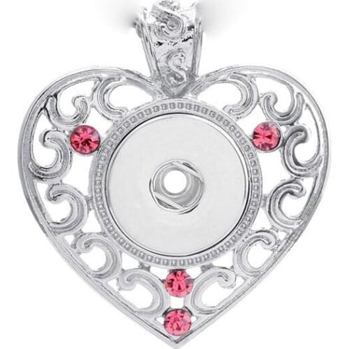 Interchangeable Heart Charm 187 Jewelry For Women Rhinestone Ginger 18mm Snap Button Jewelry Pendants Necklace