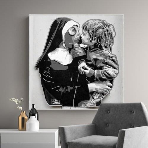 Modern Street Griffiti Art Portrait Canvas Painting Posters and Prints Wall Caricature Unstoppable Love Pictures for Room Decor
