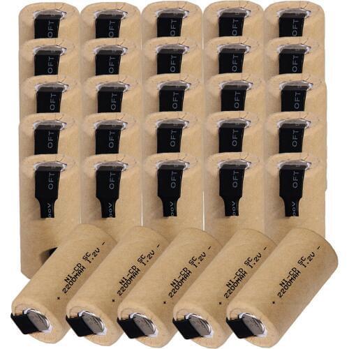 Real capacity global shipping 30 pcs SC battery 1.2V NICD 2200mah subc batteries replacement for electric drills power tools