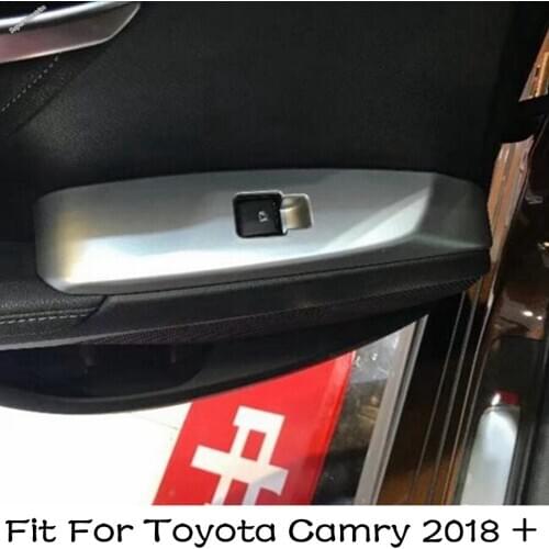 Lapetus Inner Car Door Doorknob Armrest Window Glass Lift Button Panel Cover Trim 4 Pcs Fit For Toyota Camry 2018 - 2021 ABS