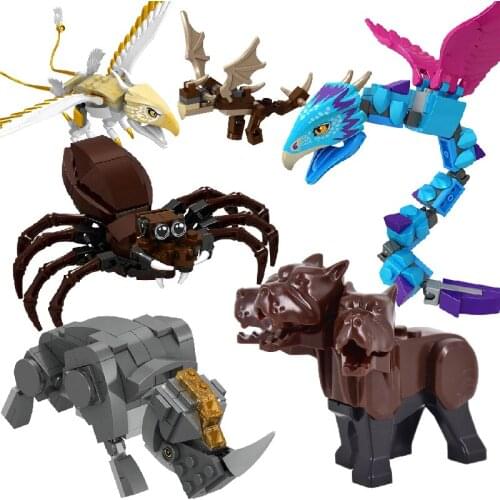 Magic Forbidden Corridor Fluffy guards Three-headed Dogs Animals Figures Harri Movies Building Blocks Toys For Children