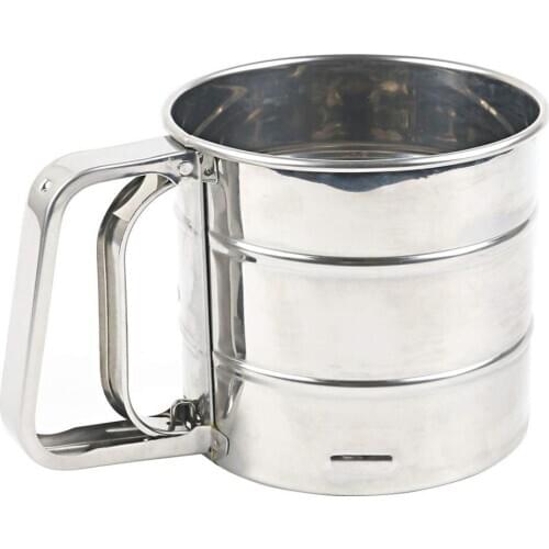 High Quality Stainless Steel Mesh Flour Sifter Shaker Mechanical Baking Icing Sugar Sieve Cup Bakeware Baking Pastry Tools