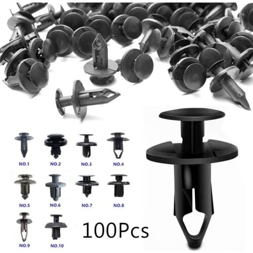 10 Size 100pcs Auto Fastener Clip Mixed Car Body Push Retainer Pin Rivet Bumper Door Trim Panel Retainer Fastener Kit