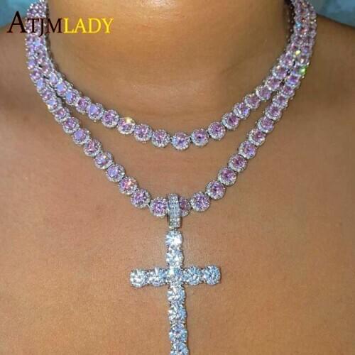 Iced out bling hip hop cz tennis necklace jewelry sparking 5A round cz paved women wedding choker necklace statement jewelry