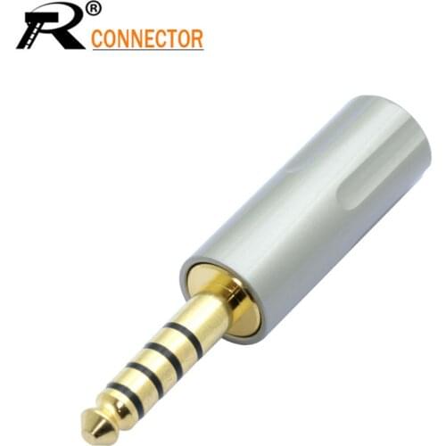 1pc New Arrival 4.4mm Jack 5 Poles Male Full Balanced Headphone Plug Gold-plated Audio Adapter Solder Connector for 6mm cable